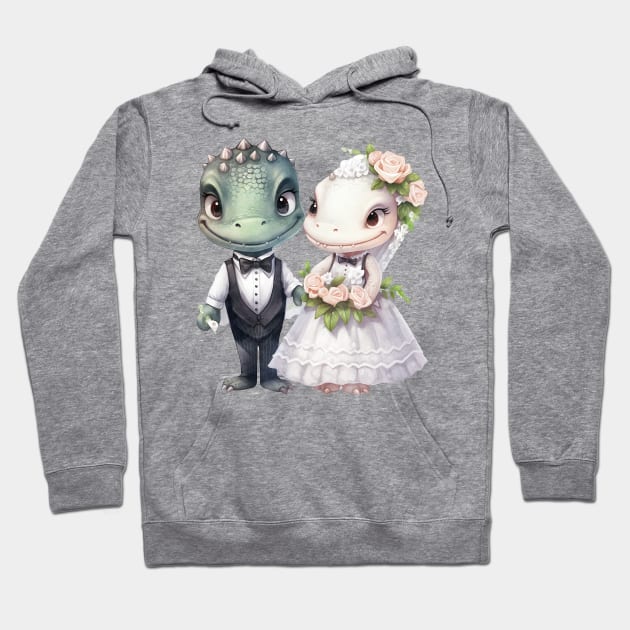 Crocodile Couple Gets Married Hoodie by Chromatic Fusion Studio